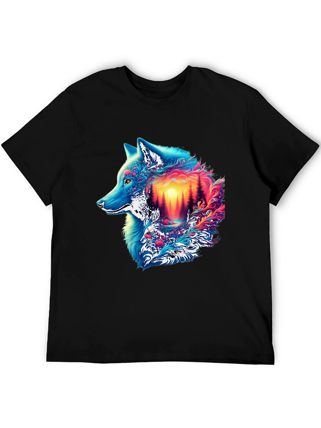 Vivid Wolf Graphic Tee - Unique Mens T-Shirt
