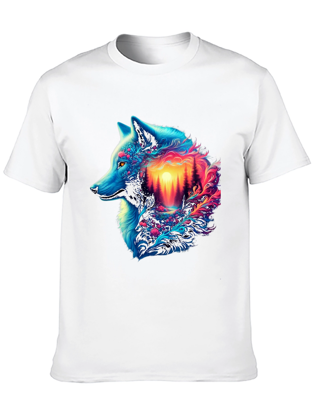 Vivid Wolf Graphic Tee - Unique Mens T-Shirt