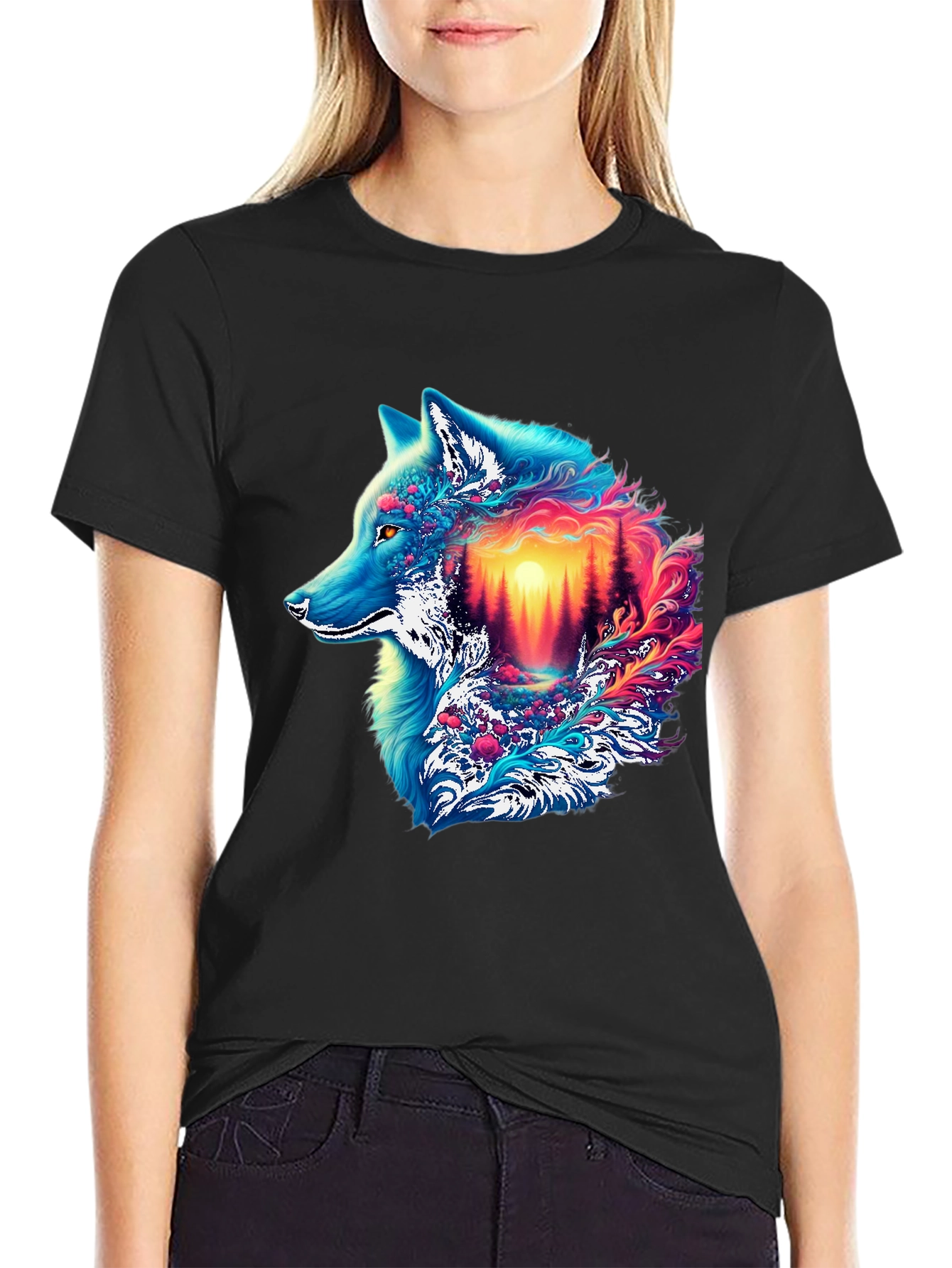 Vivid Wolf Graphic Tee - Unique Mens T-Shirt