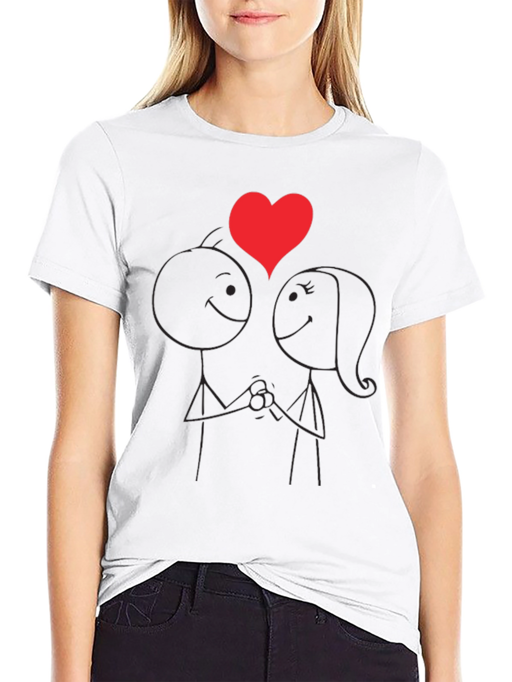 Romantic Stick Figure Couple T-Shirt