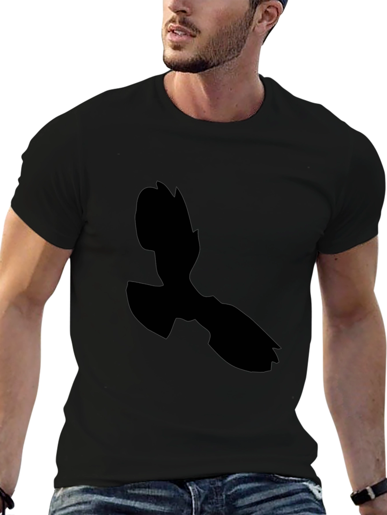 Black T-Shirt with Abstract Silhouette Design