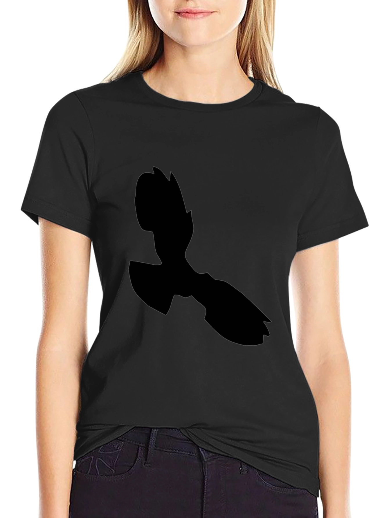 Black T-Shirt with Abstract Silhouette Design