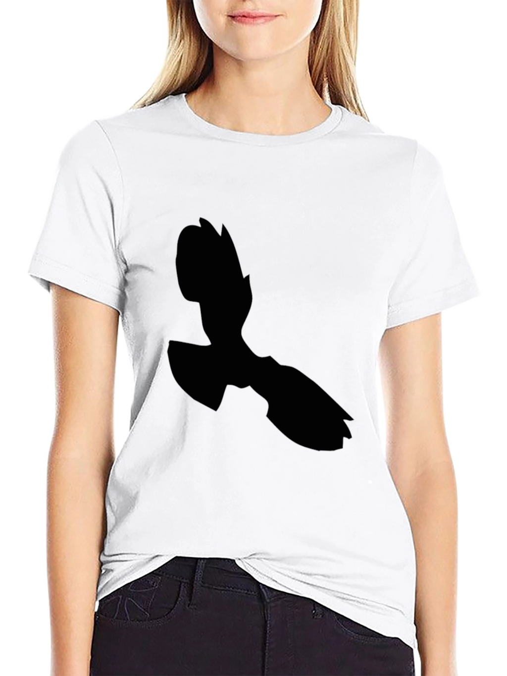 Black T-Shirt with Abstract Silhouette Design