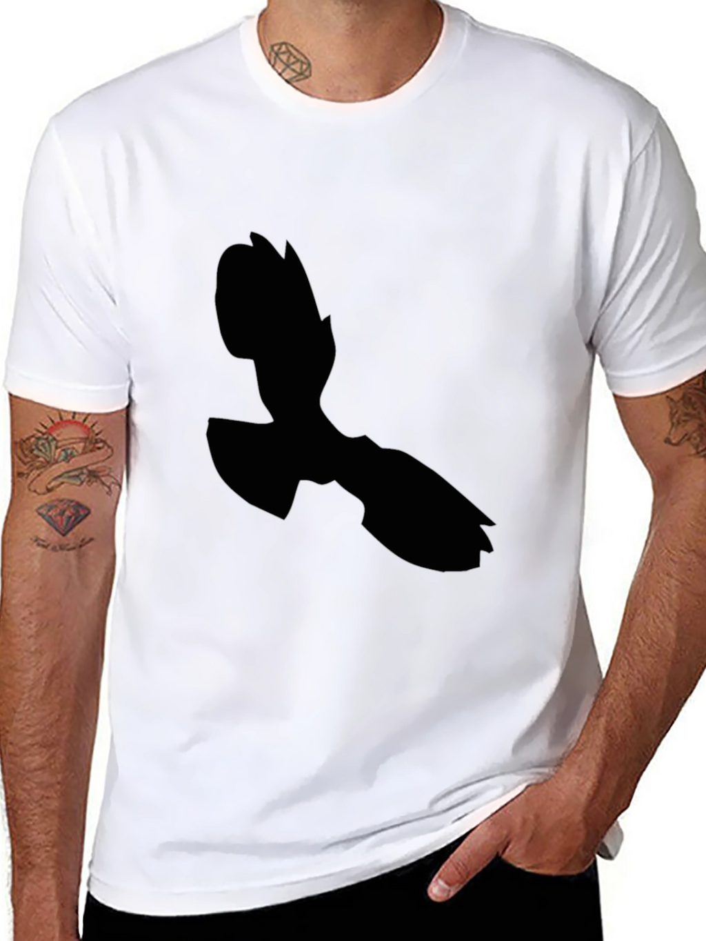 Black T-Shirt with Abstract Silhouette Design