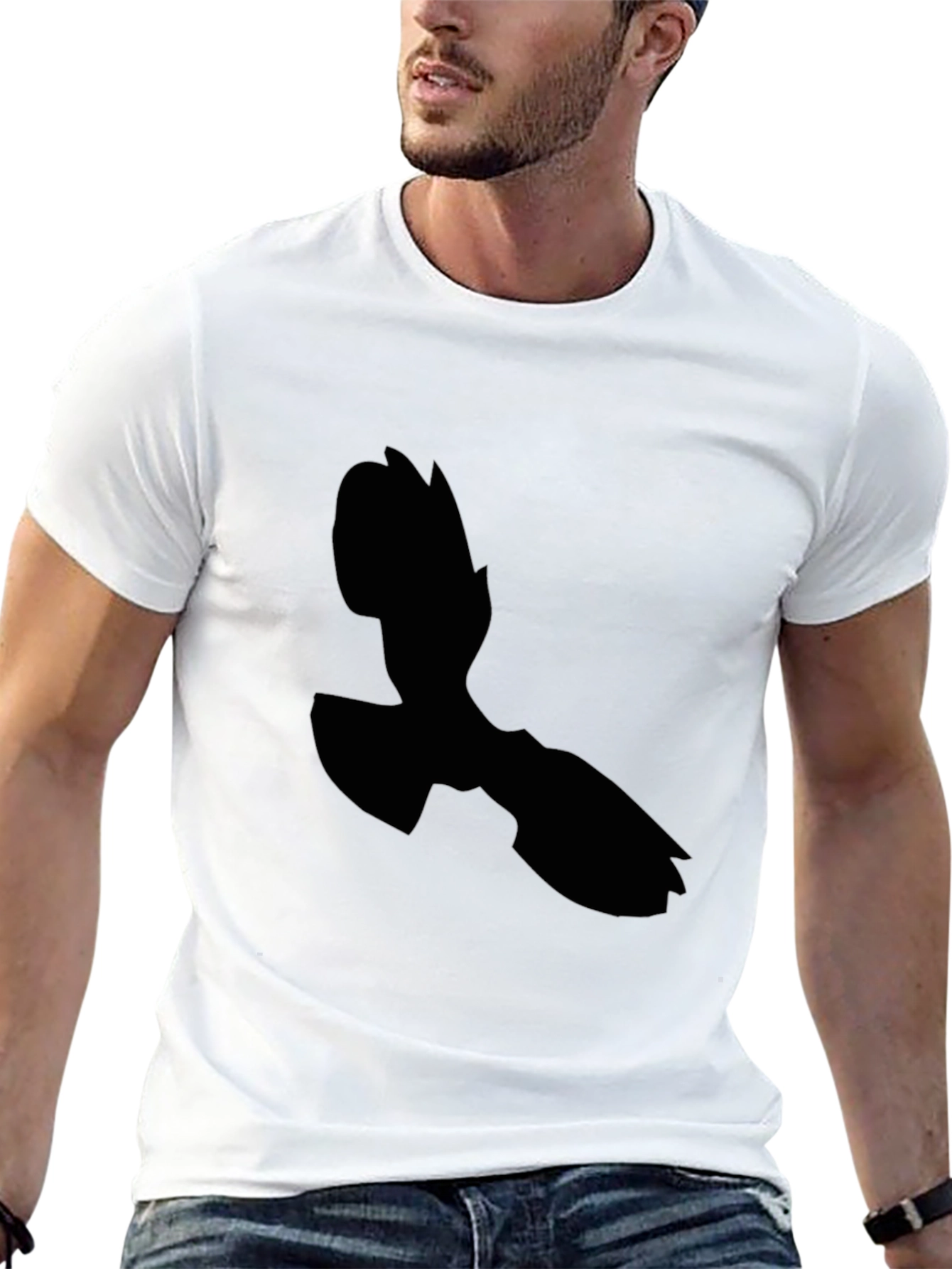 Black T-Shirt with Abstract Silhouette Design