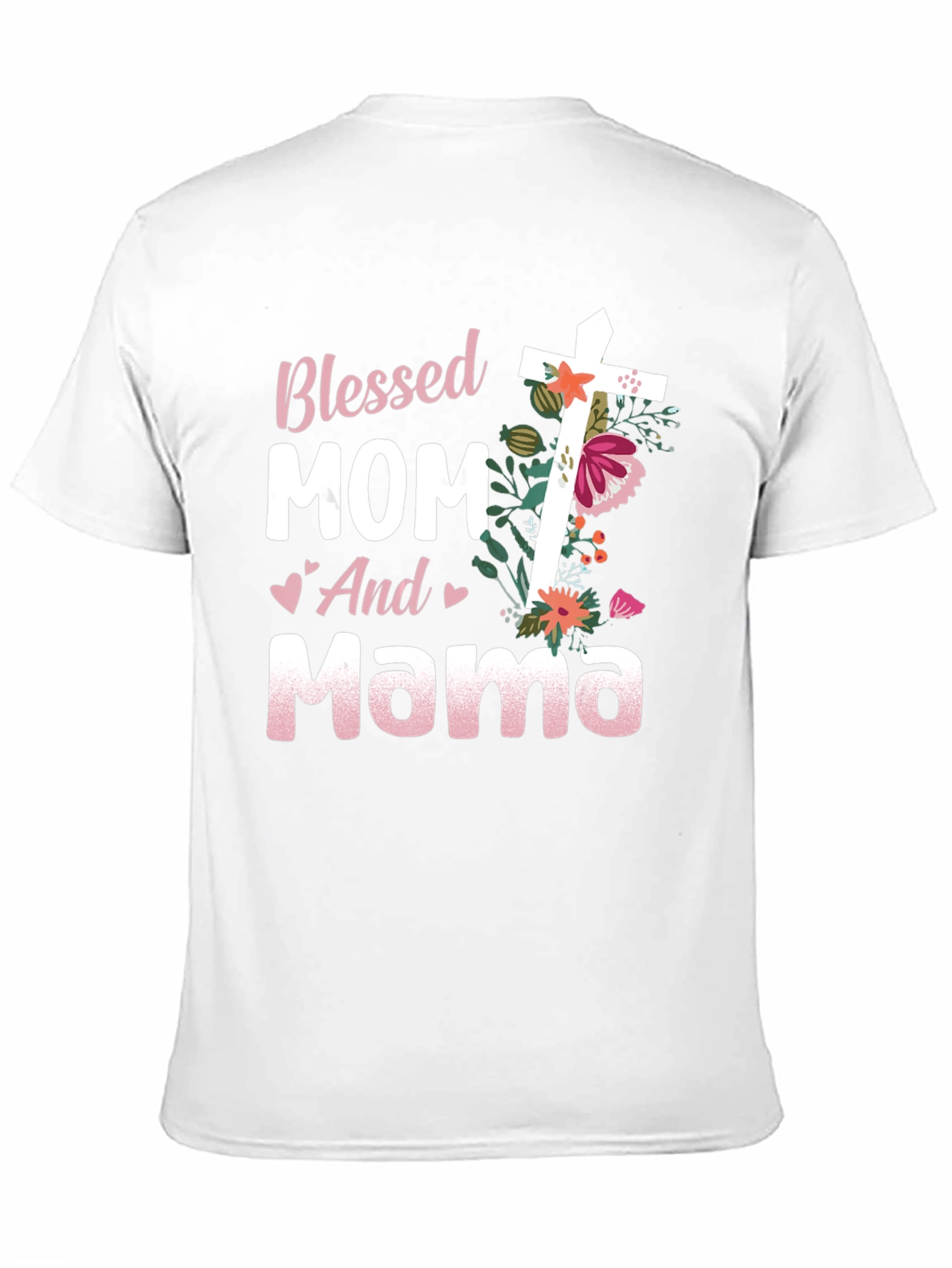 Blessed Mom and Mama Floral Cross Graphic Tee
