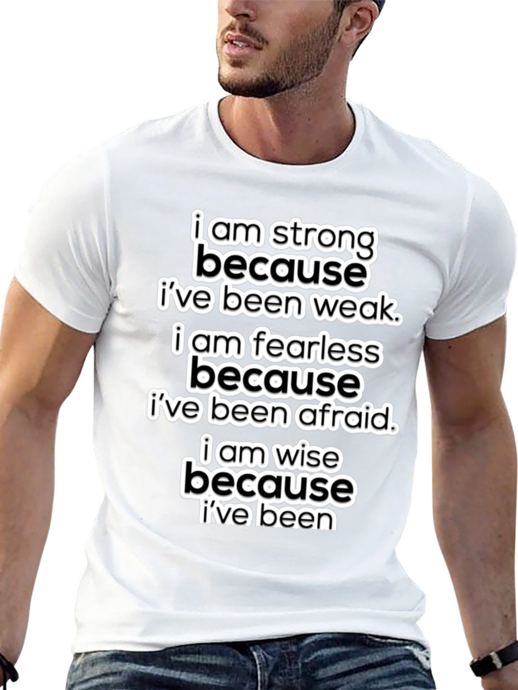 Motivational T-Shirt: Strong Fearless Wise - Black
