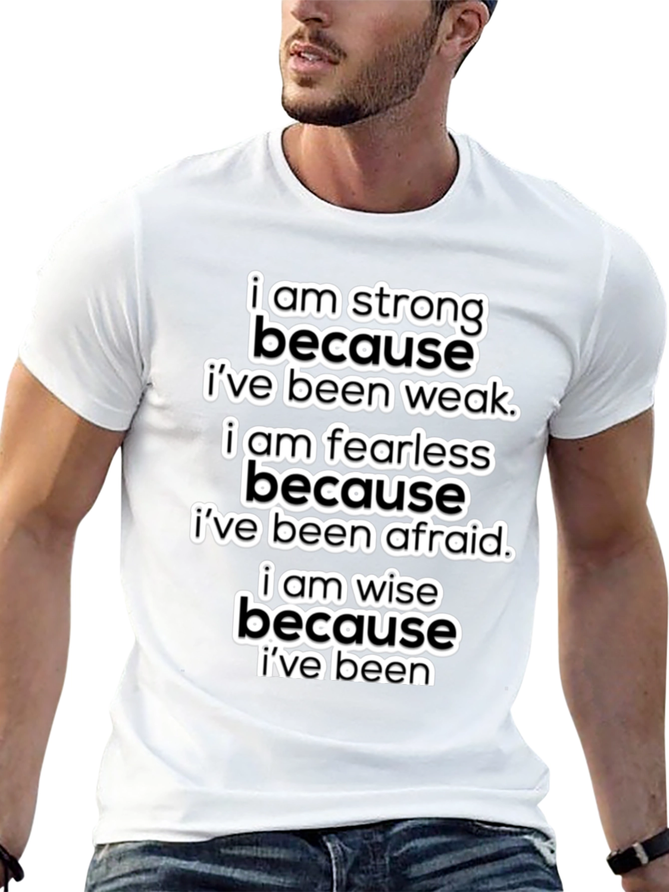 Motivational T-Shirt: Strong Fearless Wise - Black