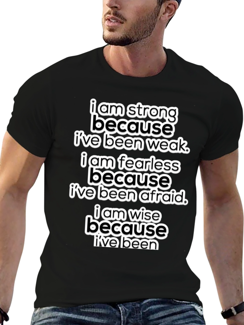 Motivational T-Shirt: Strong Fearless Wise - Black