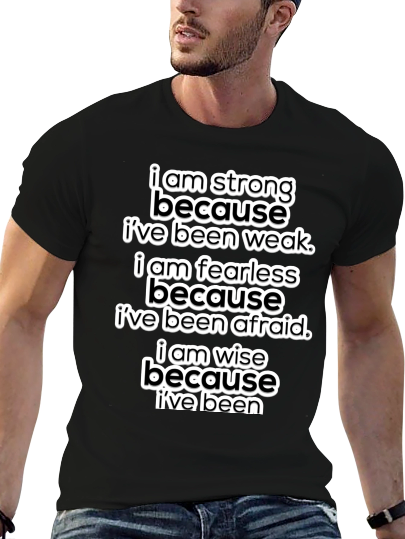 Motivational T-Shirt: Strong Fearless Wise - Black