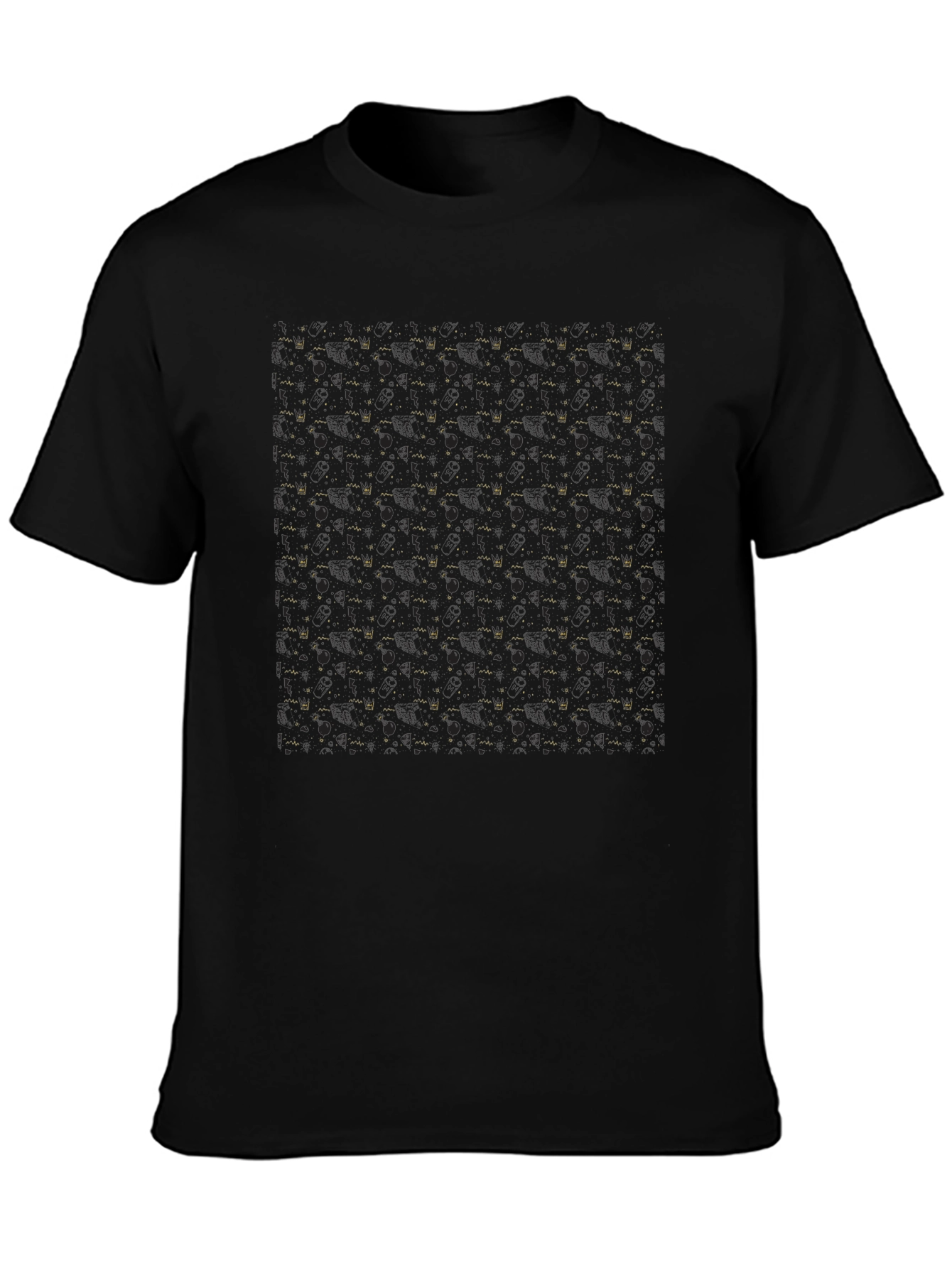 Stylish Black Patterned T-Shirt