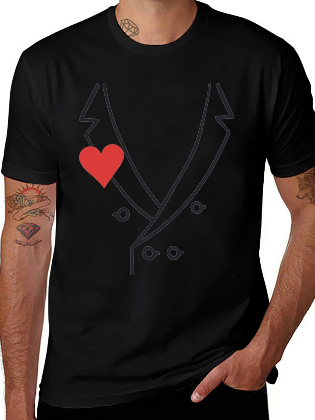 Suit & Heart T-Shirt - Stylish & Unique