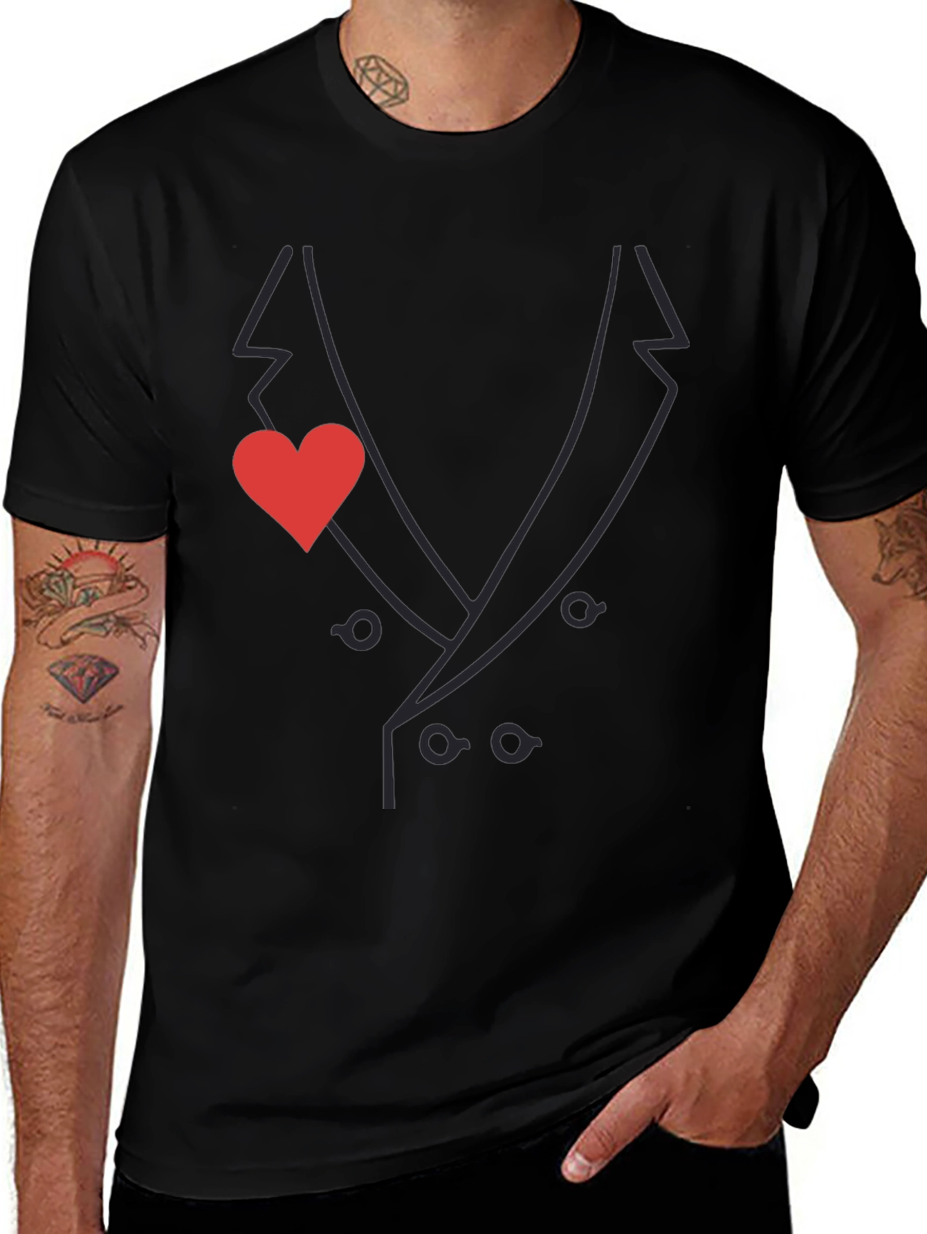 Suit & Heart T-Shirt - Stylish & Unique