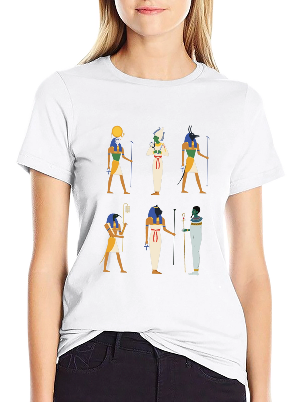 Egyptian Gods Graphic Print Black Tee