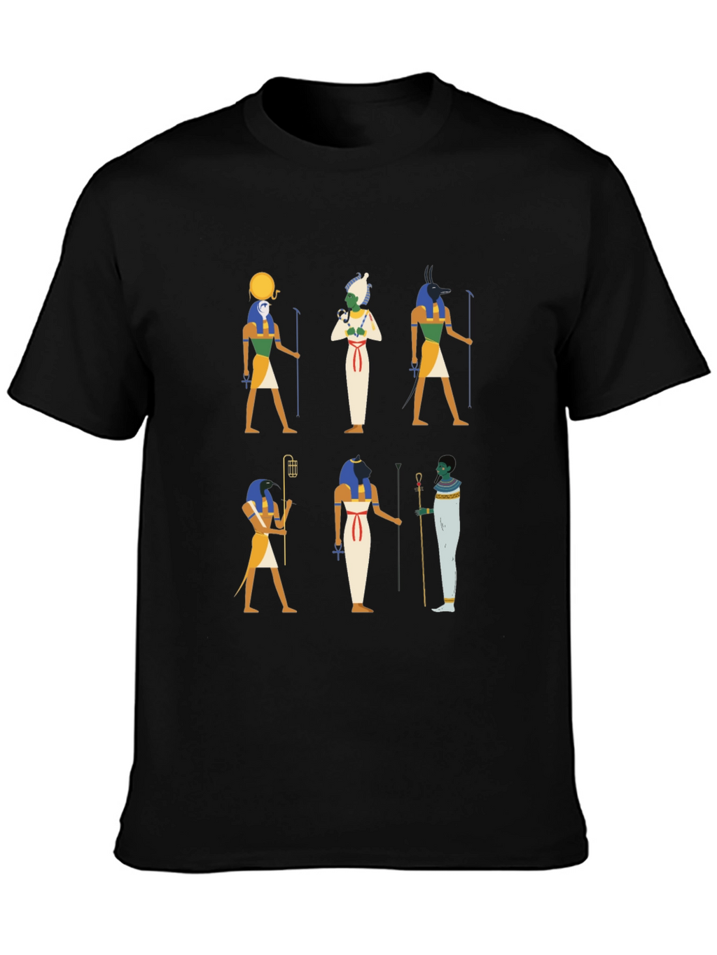 Egyptian Gods Graphic Print Black Tee