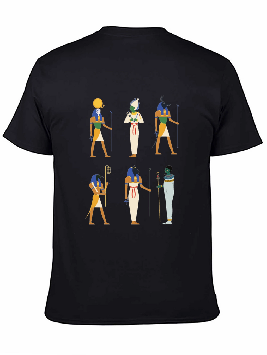 Egyptian Gods Graphic Print Black Tee