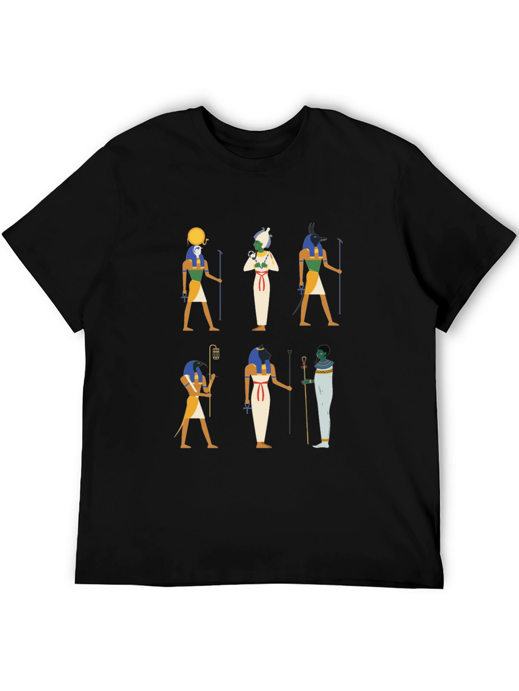 Egyptian Gods Graphic Print Black Tee
