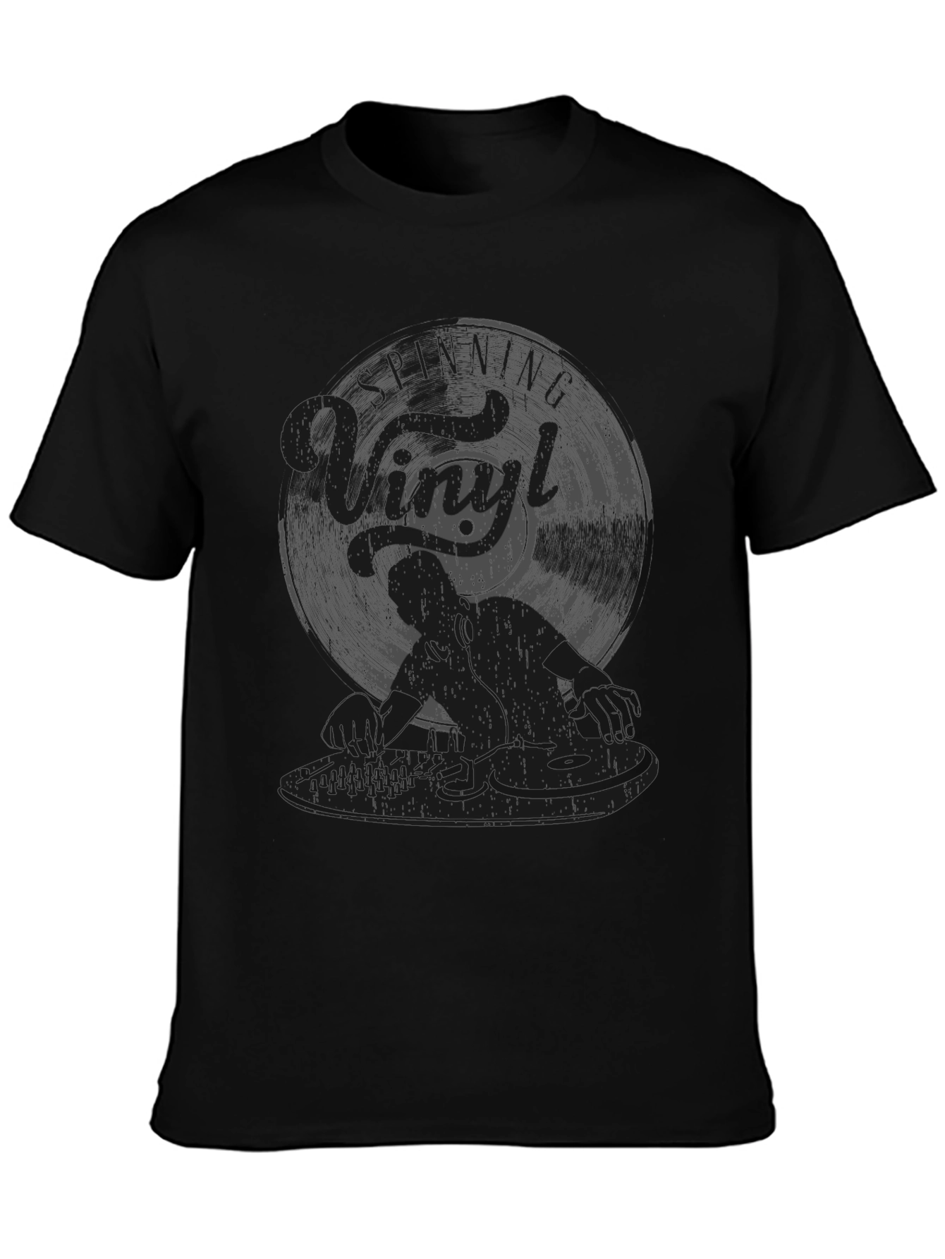 DJ Vinyl Record Graphic Tee - Black
