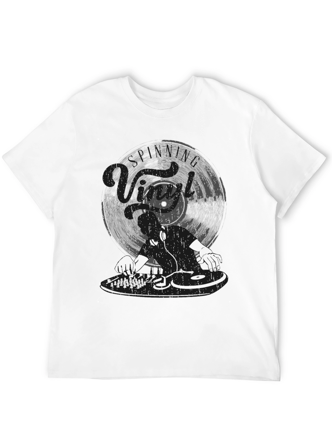 DJ Vinyl Record Graphic Tee - Black