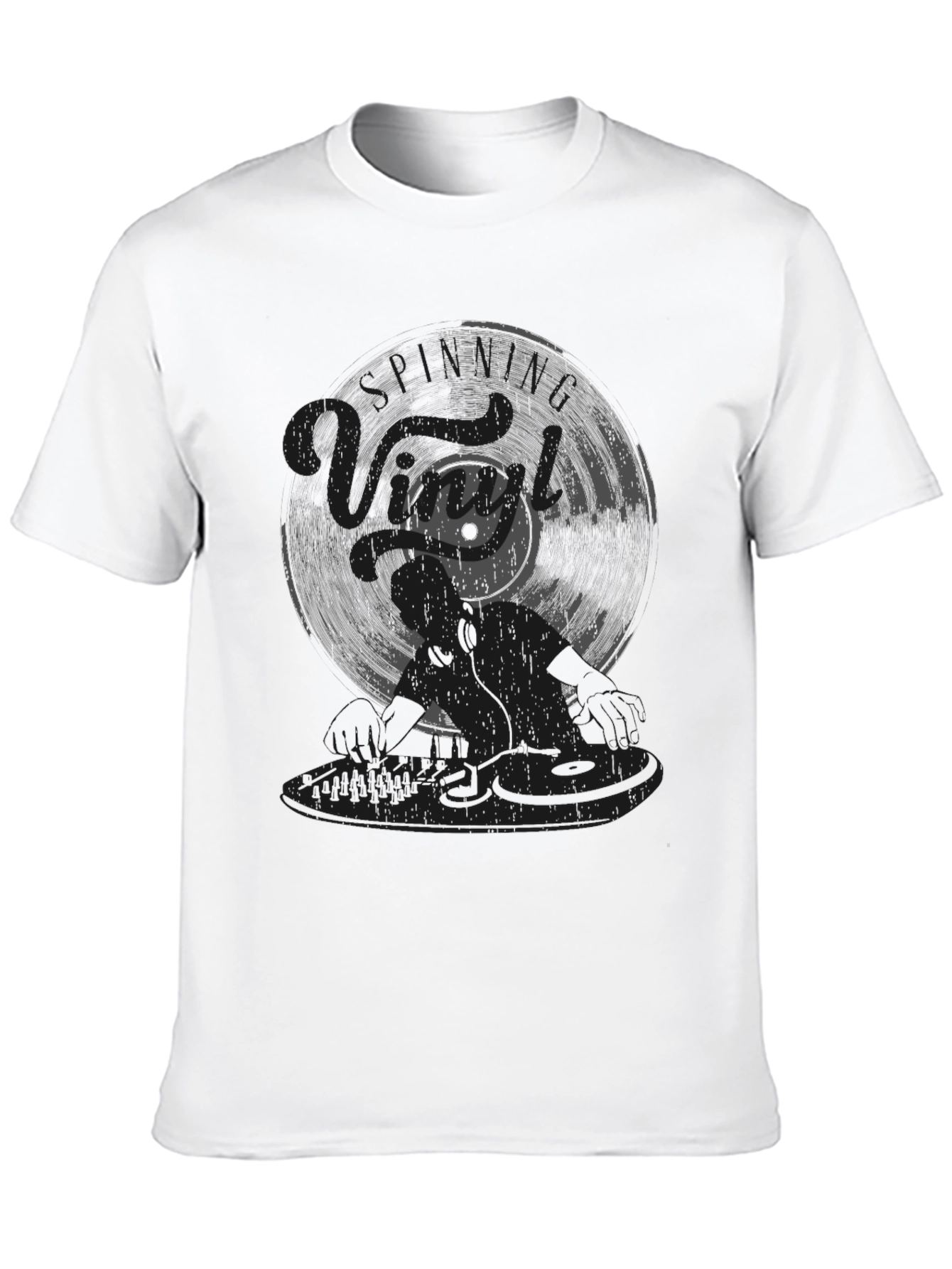DJ Vinyl Record Graphic Tee - Black