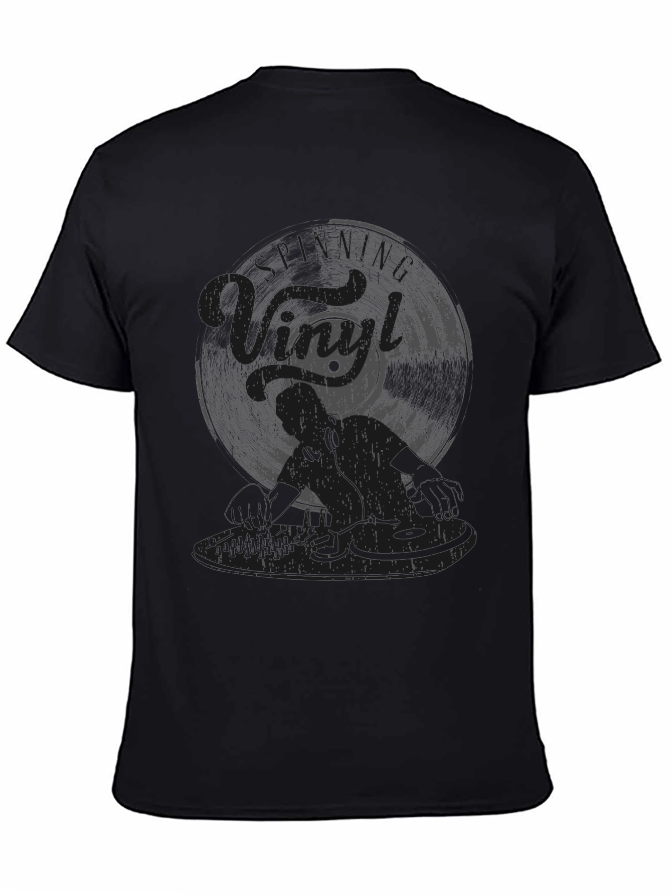 DJ Vinyl Record Graphic Tee - Black