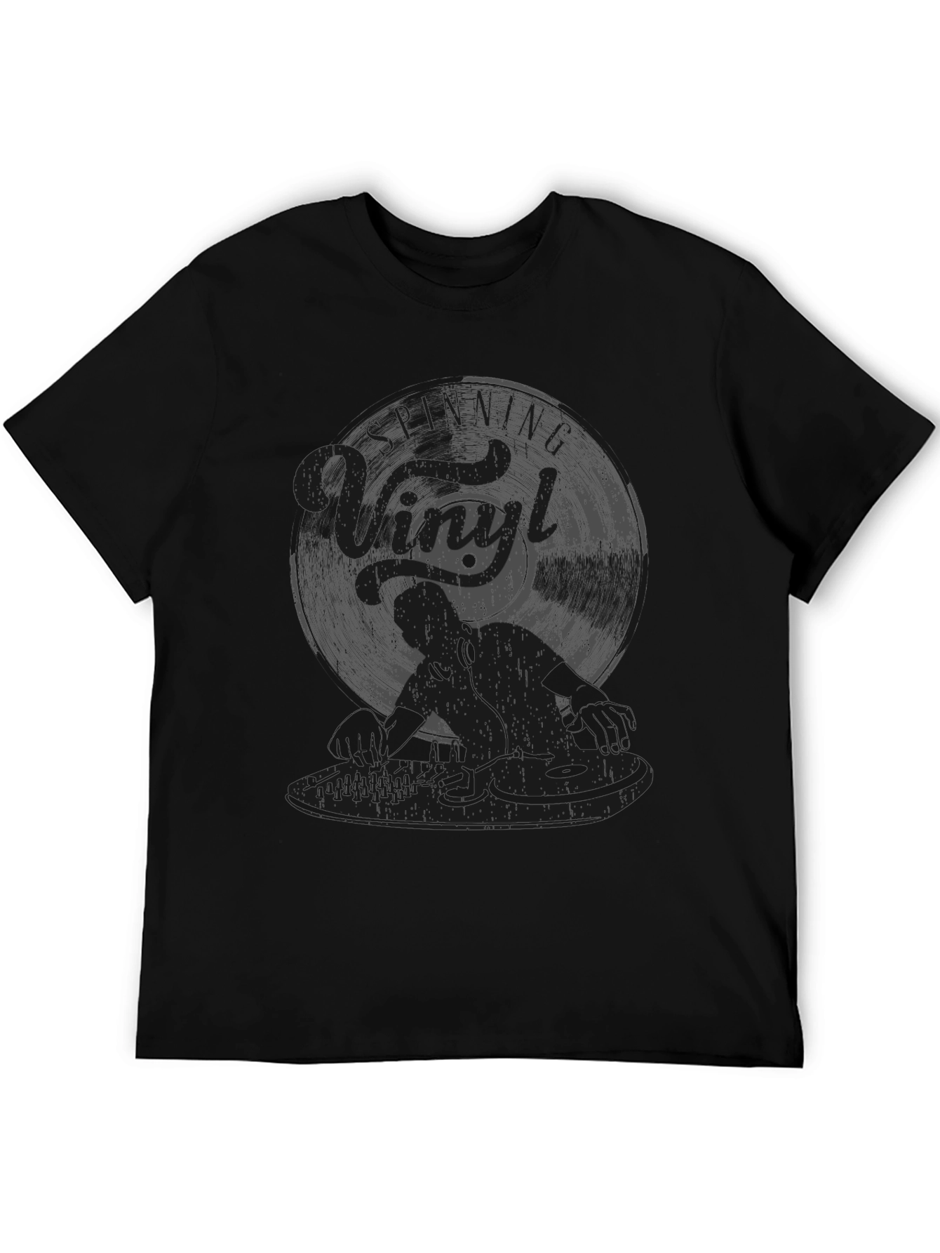 DJ Vinyl Record Graphic Tee - Black