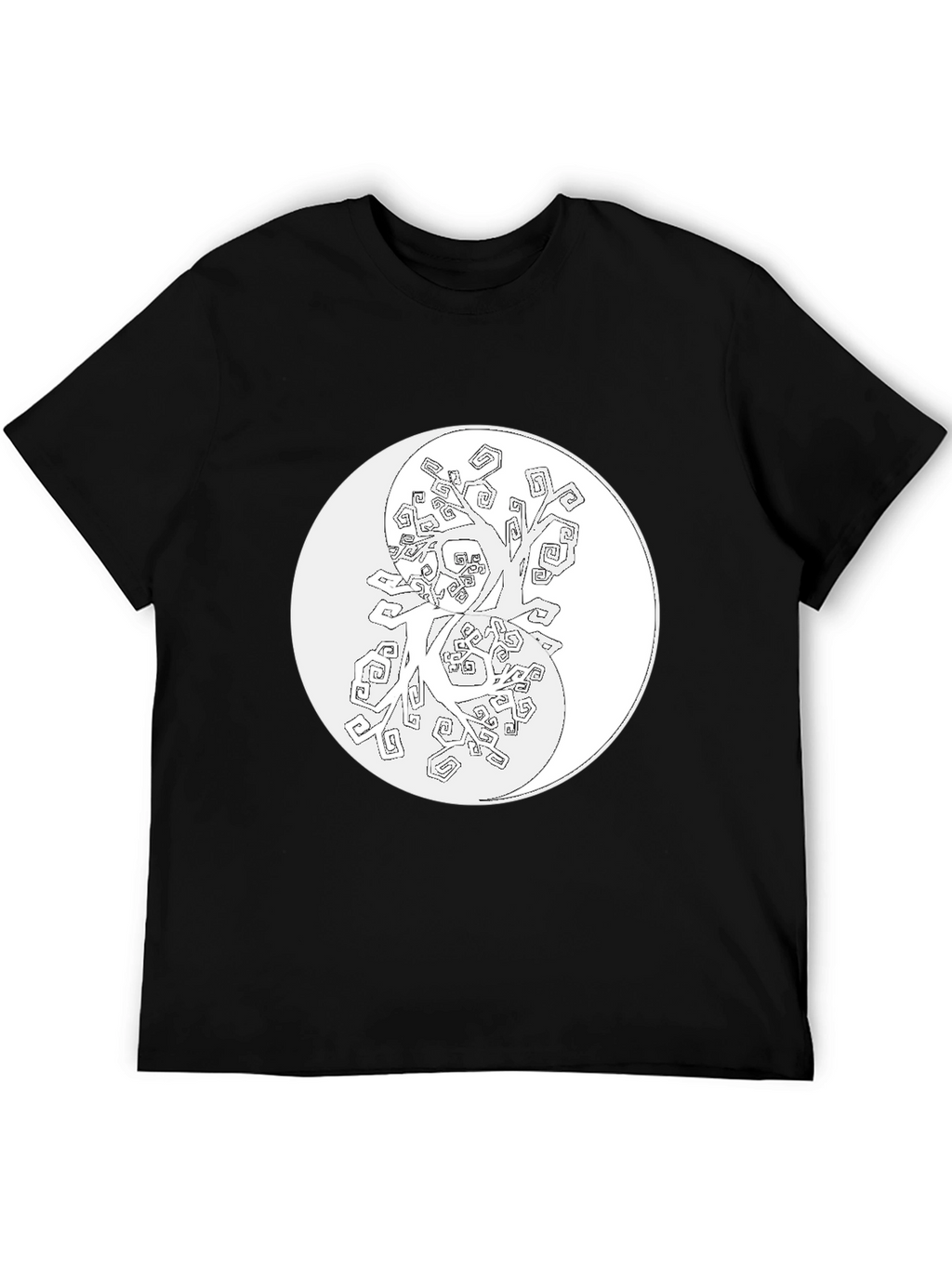 Yin Yang Tree Graphic Tee - Black Cotton Blend