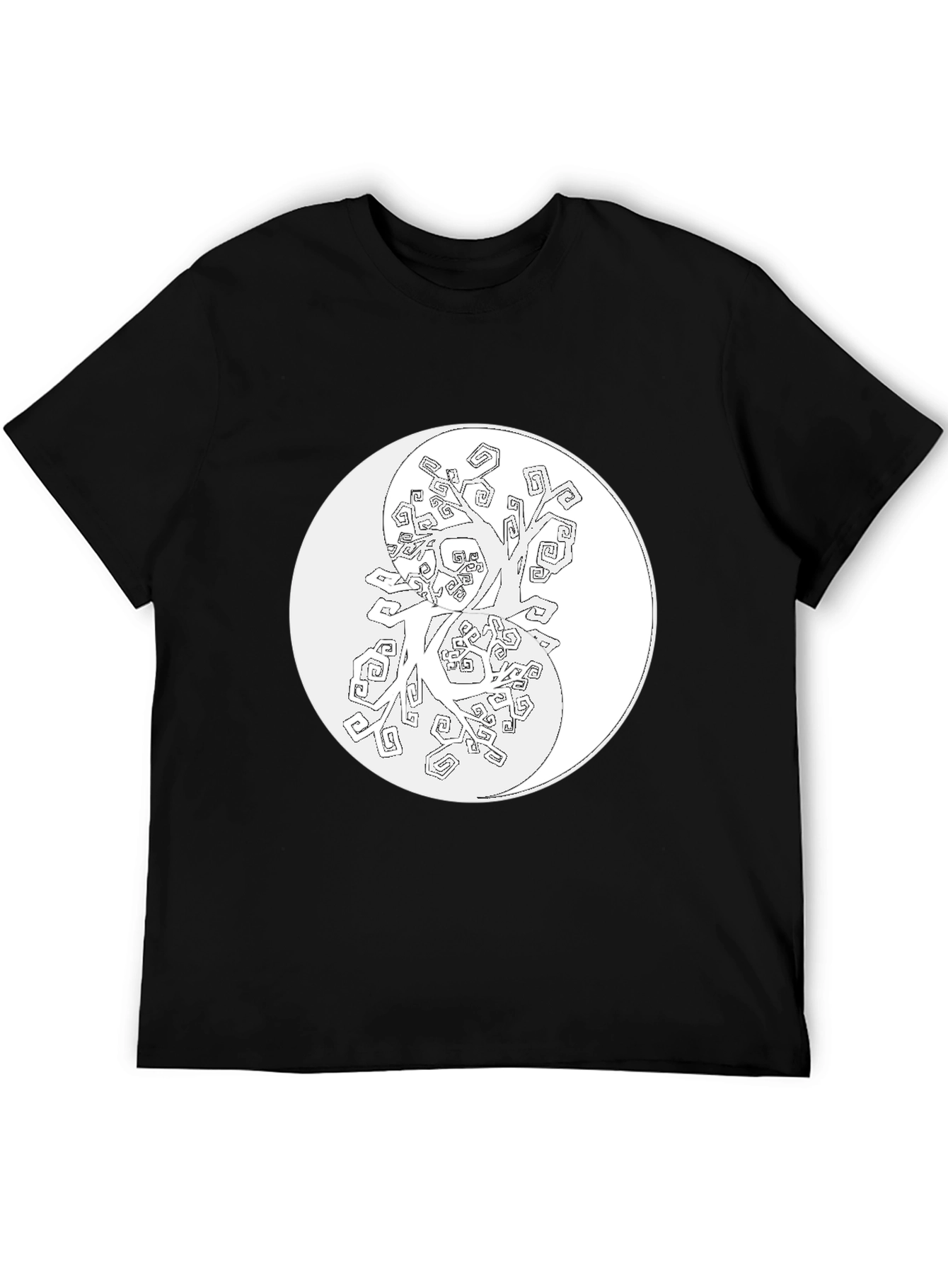 Yin Yang Tree Graphic Tee - Black Cotton Blend