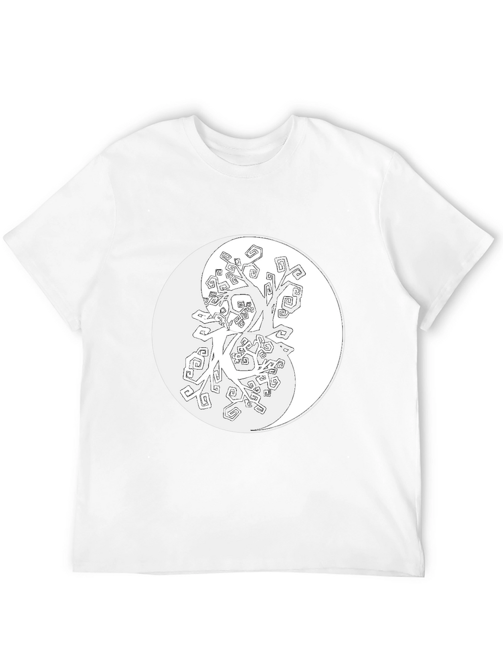Yin Yang Tree Graphic Tee - Black Cotton Blend