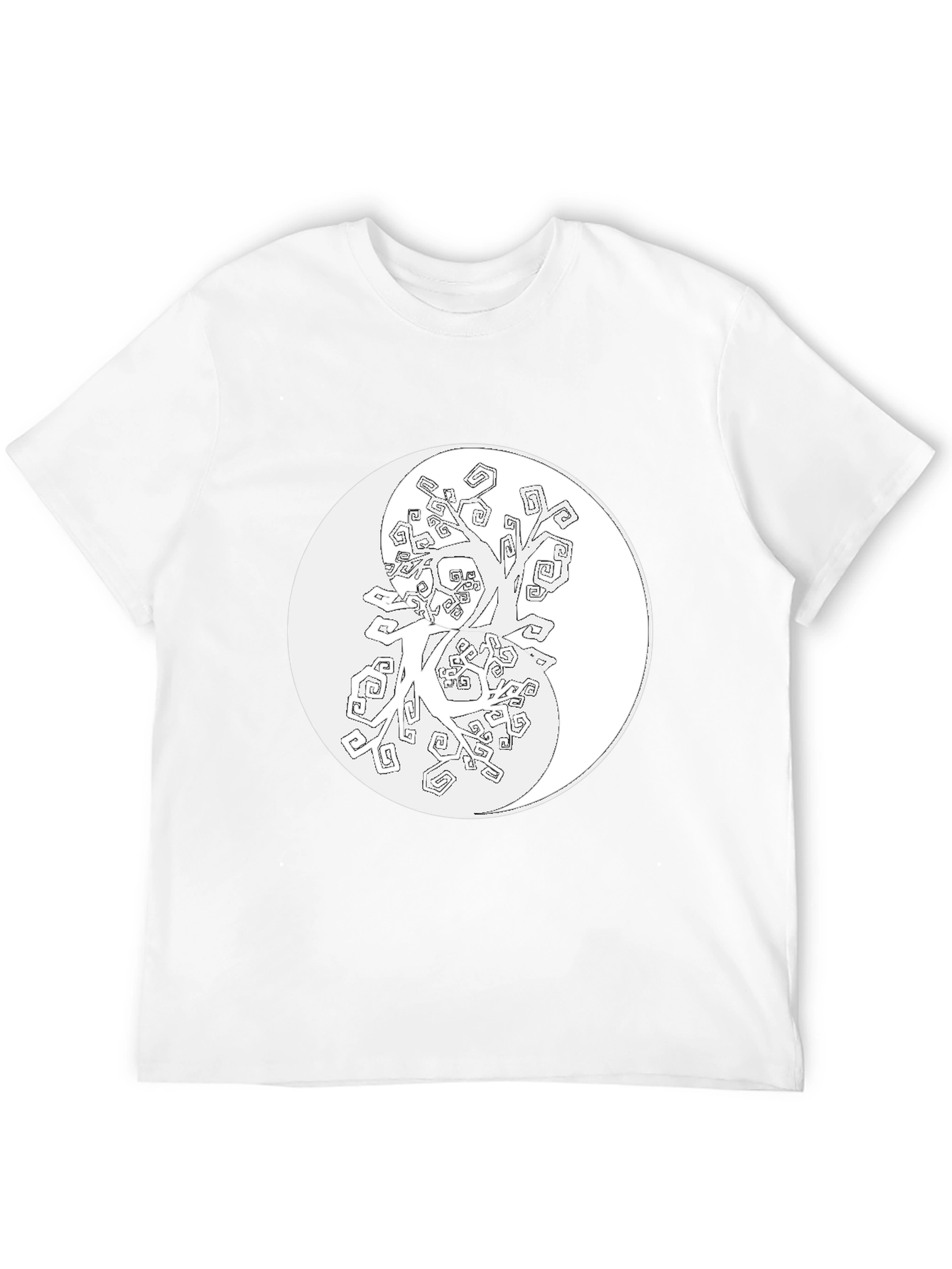 Yin Yang Tree Graphic Tee - Black Cotton Blend