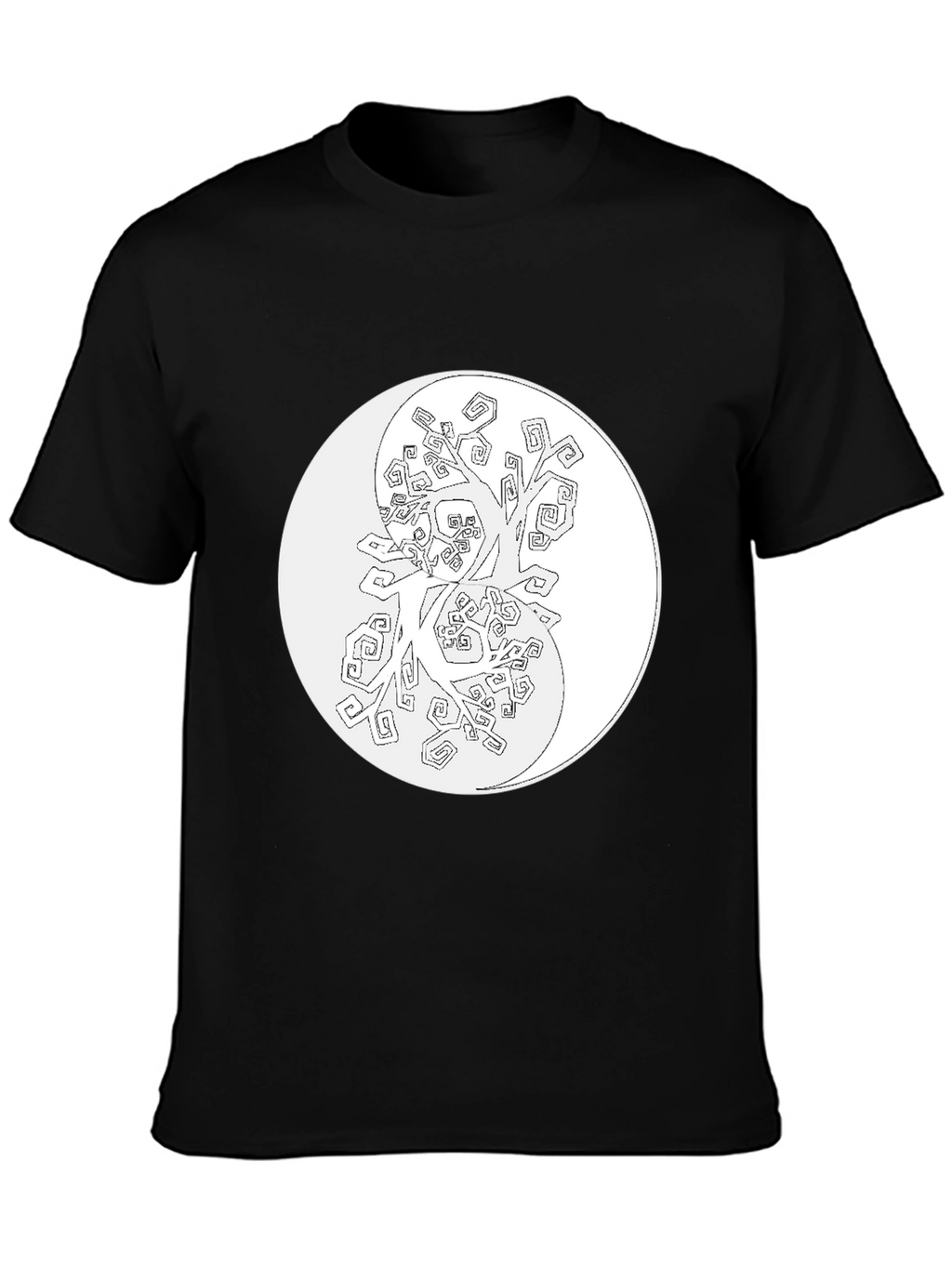 Yin Yang Tree Graphic Tee - Black Cotton Blend