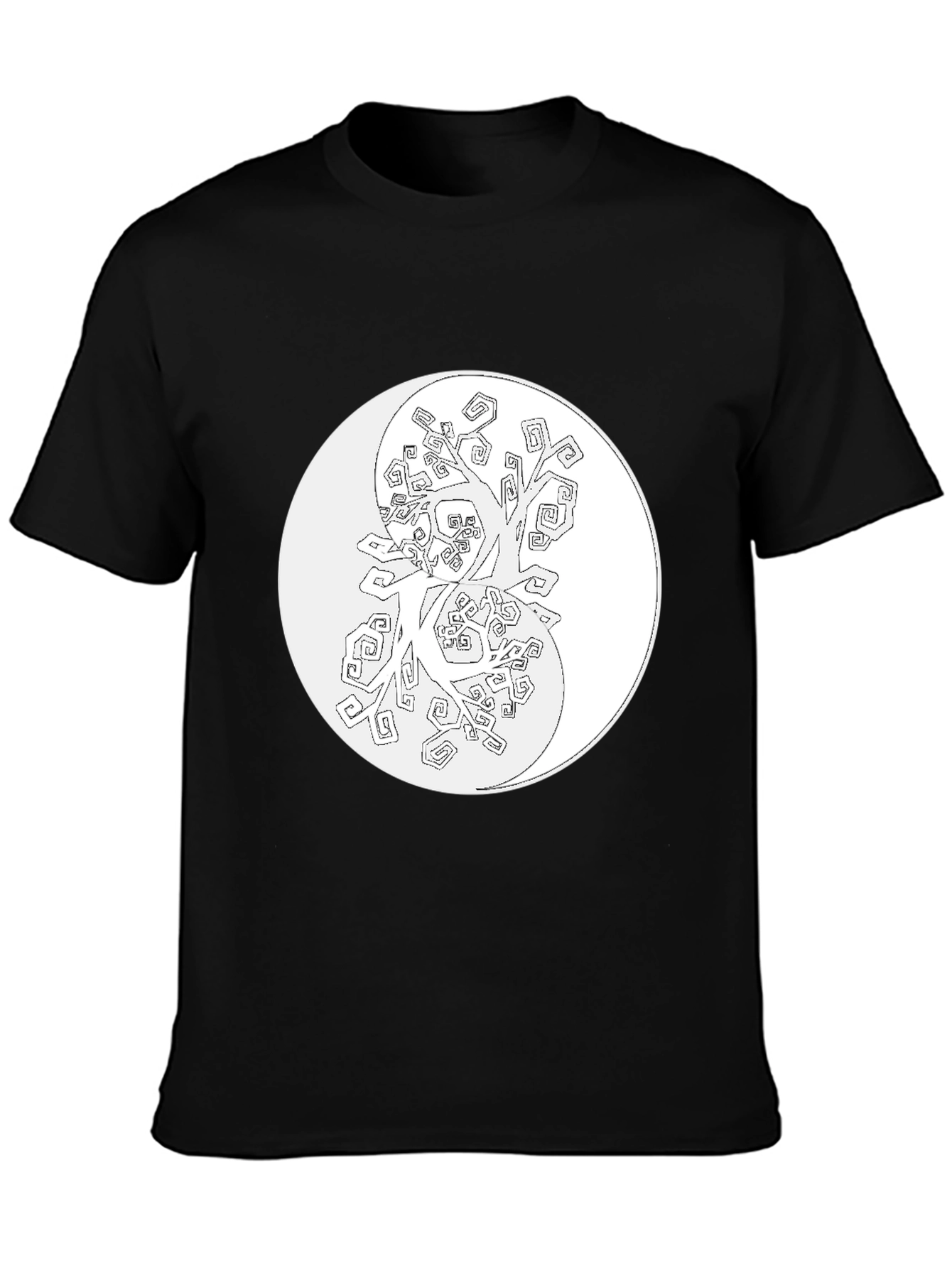 Yin Yang Tree Graphic Tee - Black Cotton Blend