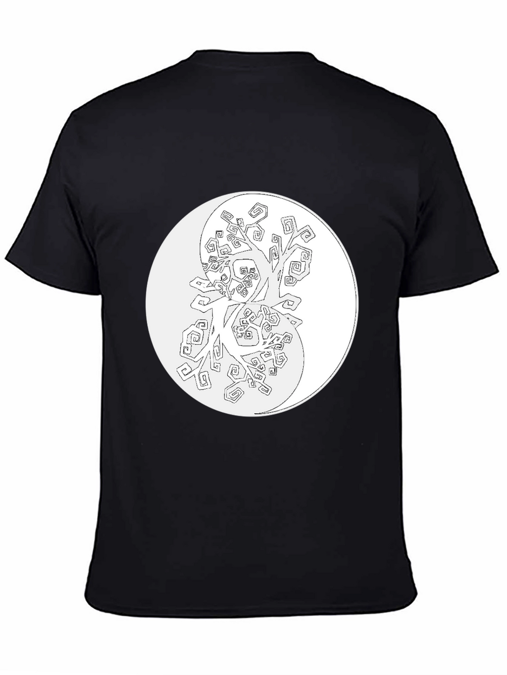 Yin Yang Tree Graphic Tee - Black Cotton Blend