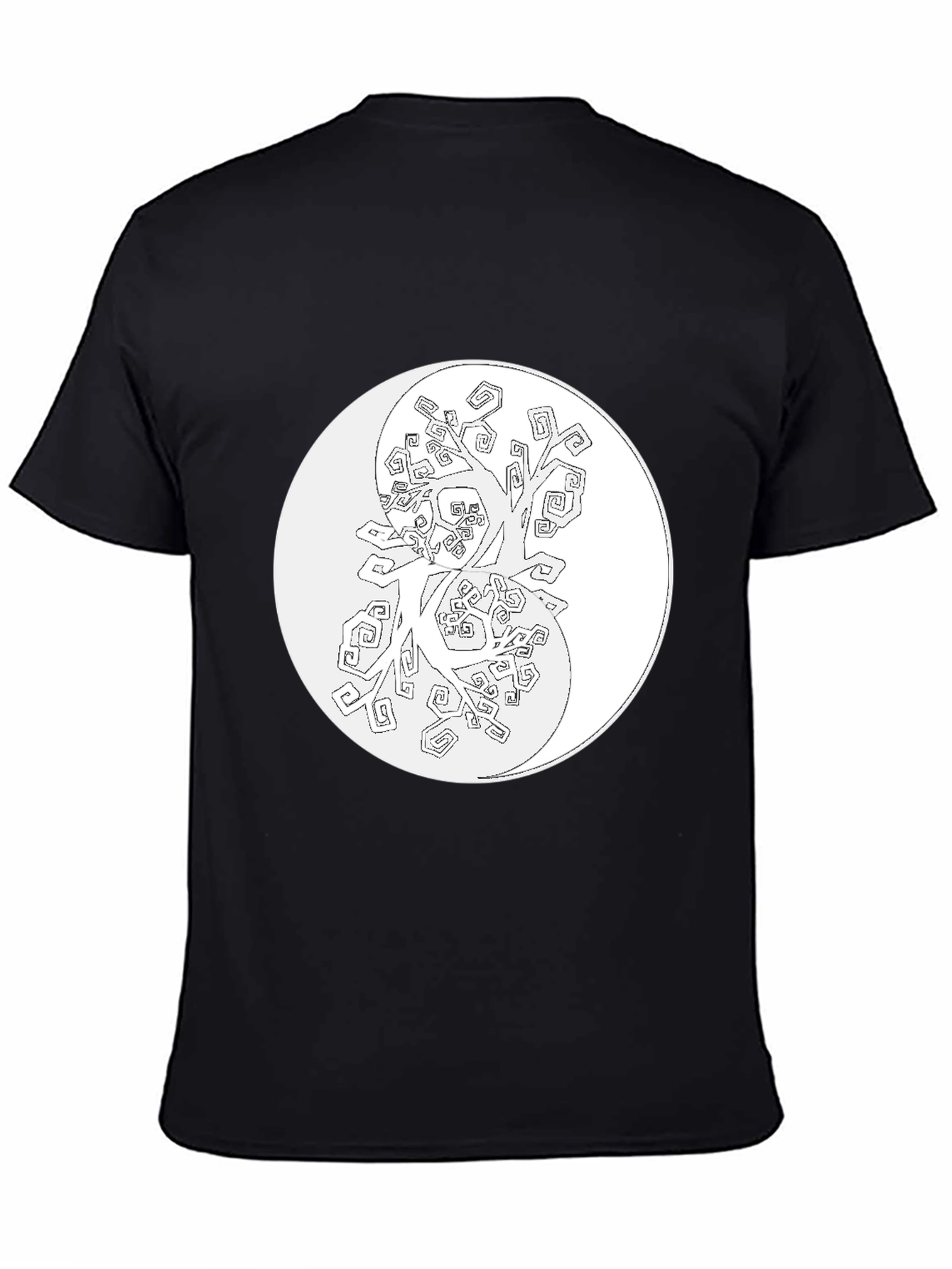 Yin Yang Tree Graphic Tee - Black Cotton Blend