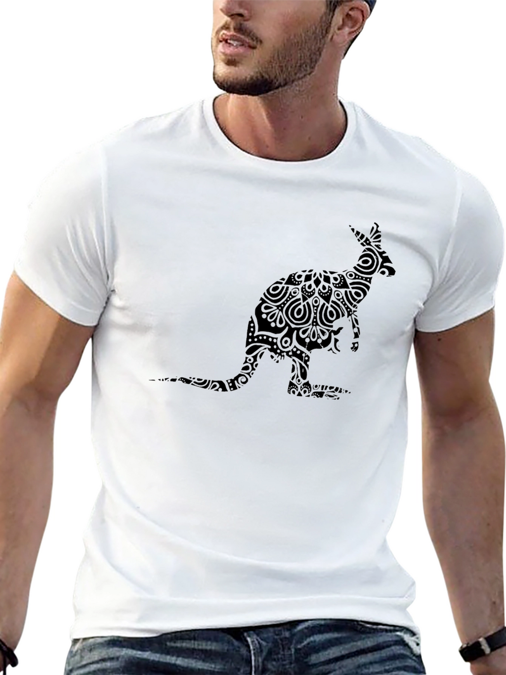 Black Kangaroo Mandala T-Shirt