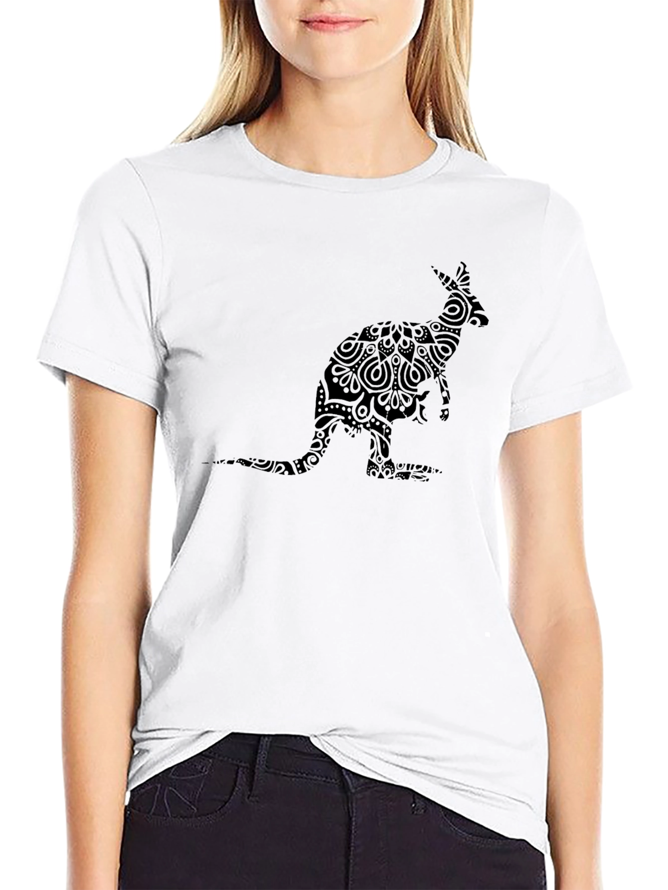 Black Kangaroo Mandala T-Shirt