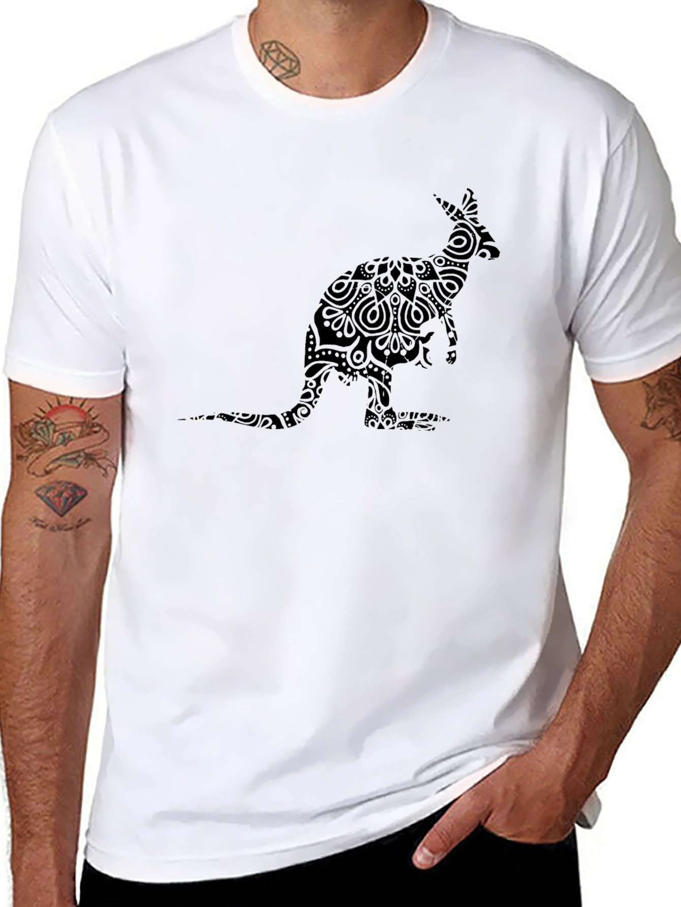 Black Kangaroo Mandala T-Shirt