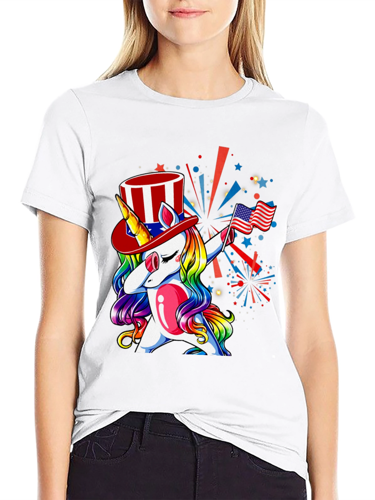 Patriotic Unicorn Dab T-Shirt - USA Pride