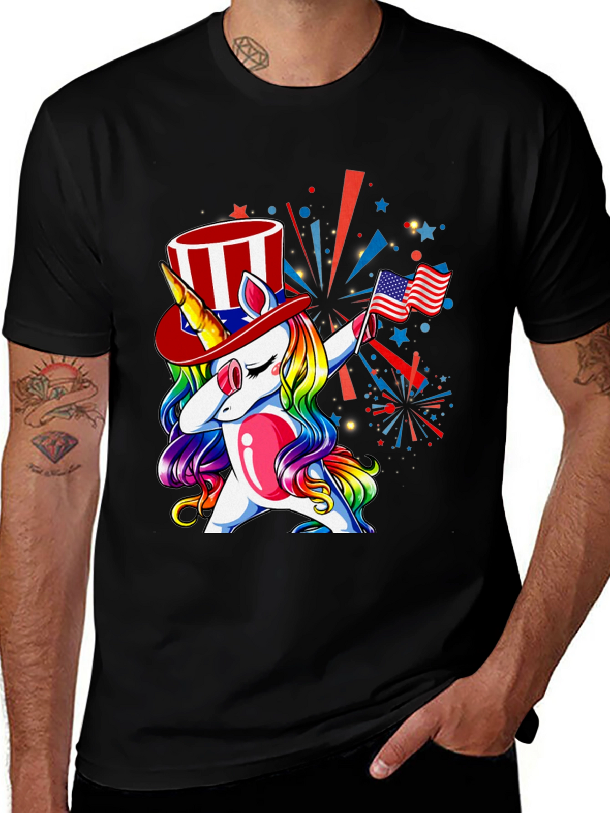 Patriotic Unicorn Dab T-Shirt - USA Pride