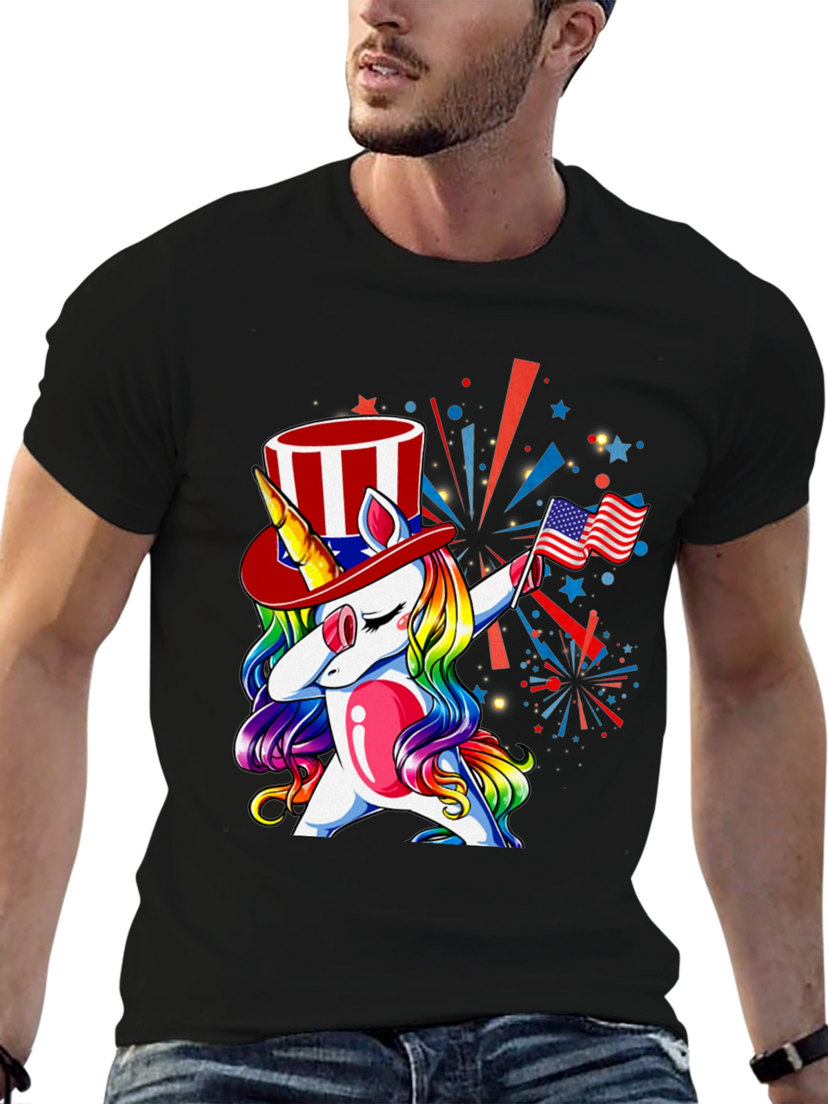 Patriotic Unicorn Dab T-Shirt - USA Pride