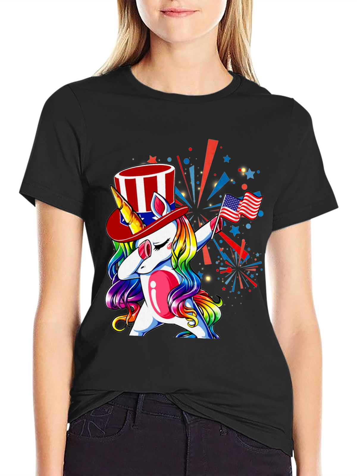 Patriotic Unicorn Dab T-Shirt - USA Pride