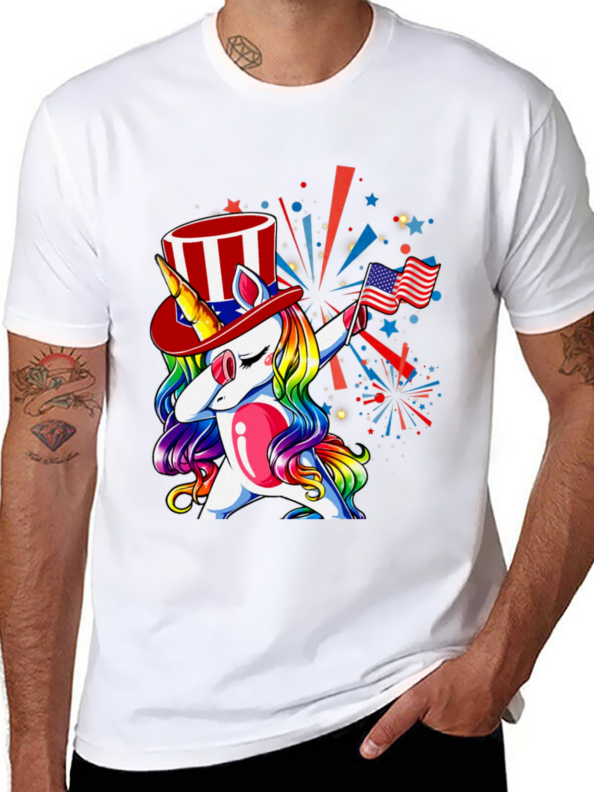 Patriotic Unicorn Dab T-Shirt - USA Pride