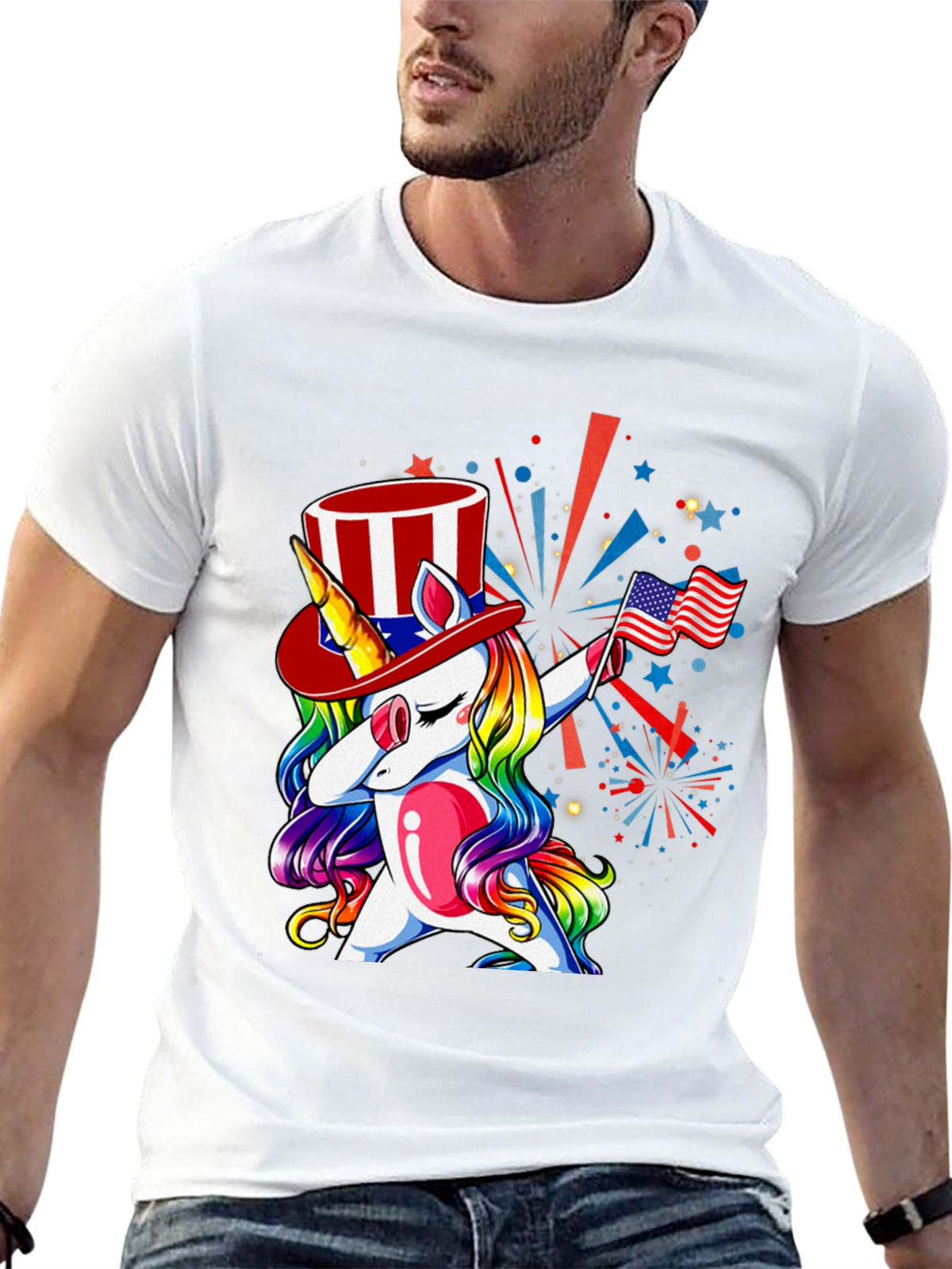 Patriotic Unicorn Dab T-Shirt - USA Pride