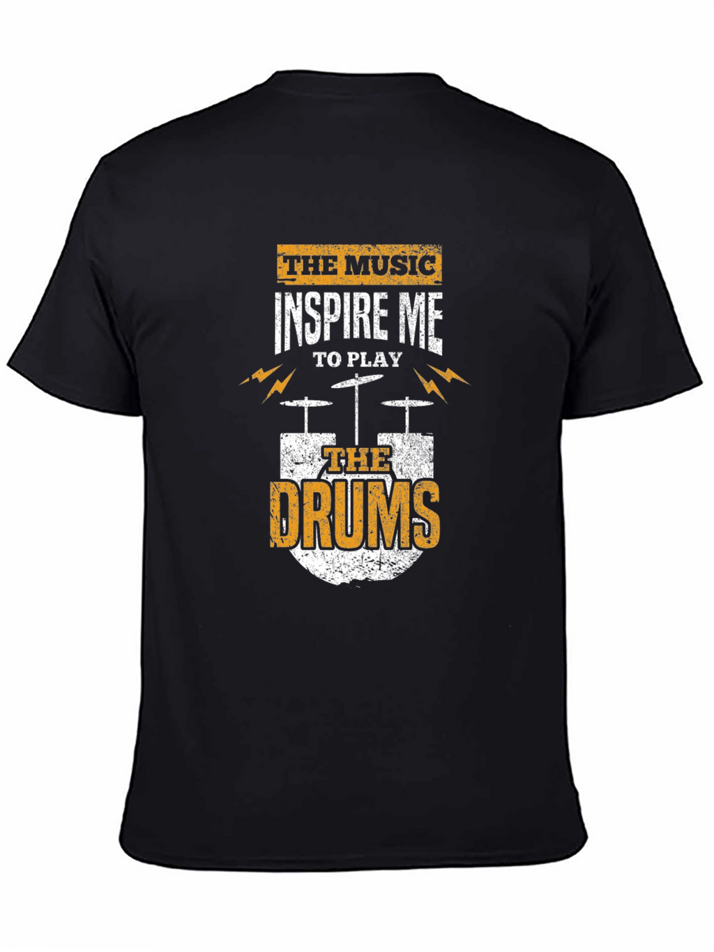 Music Inspires Drums Graphic Tee - Black Cotton T-Shirt