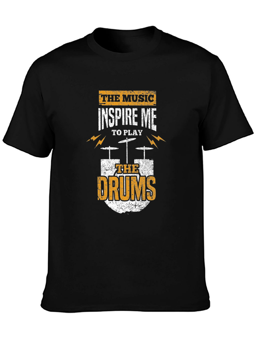 Music Inspires Drums Graphic Tee - Black Cotton T-Shirt