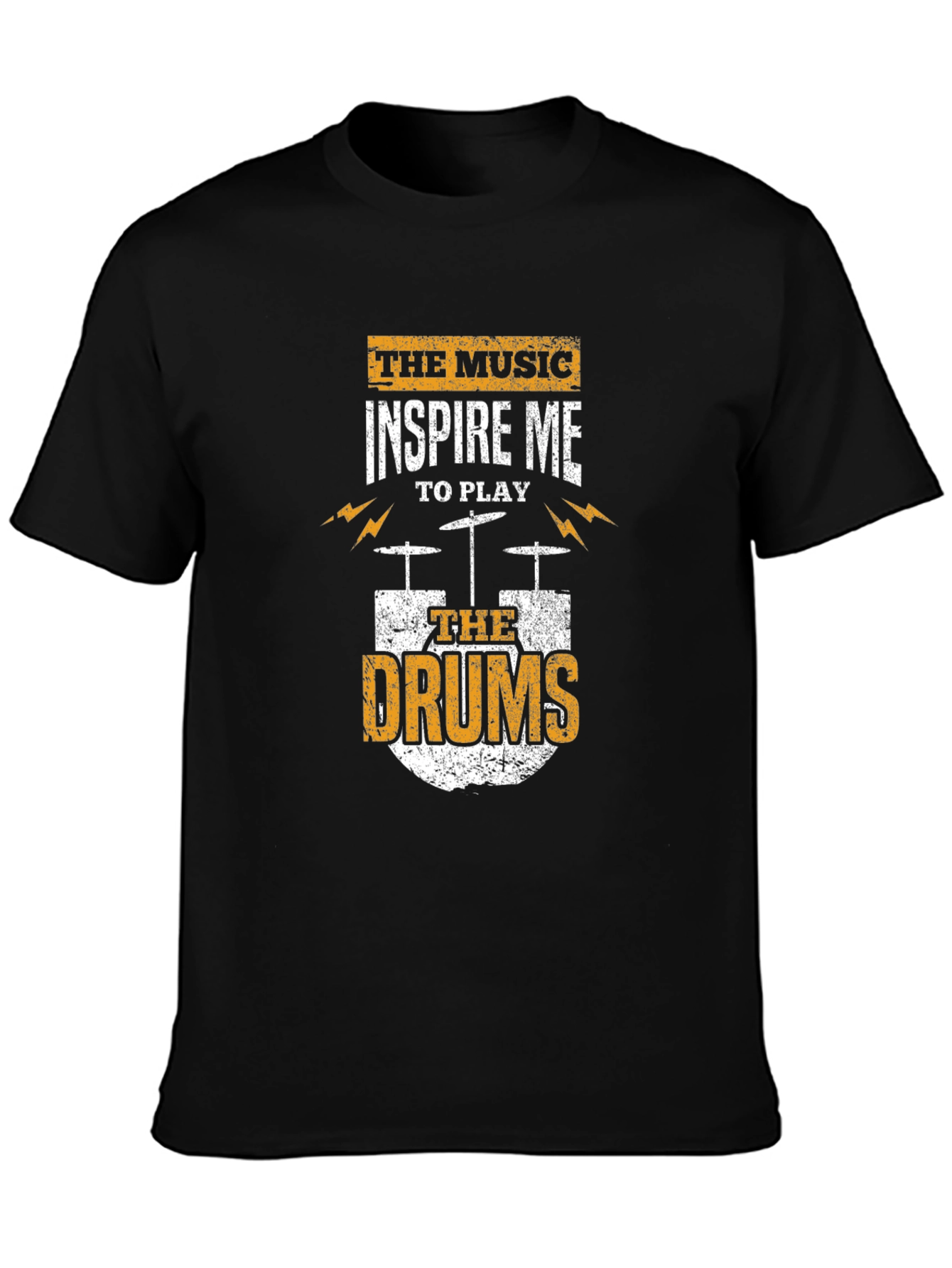 Music Inspires Drums Graphic Tee - Black Cotton T-Shirt