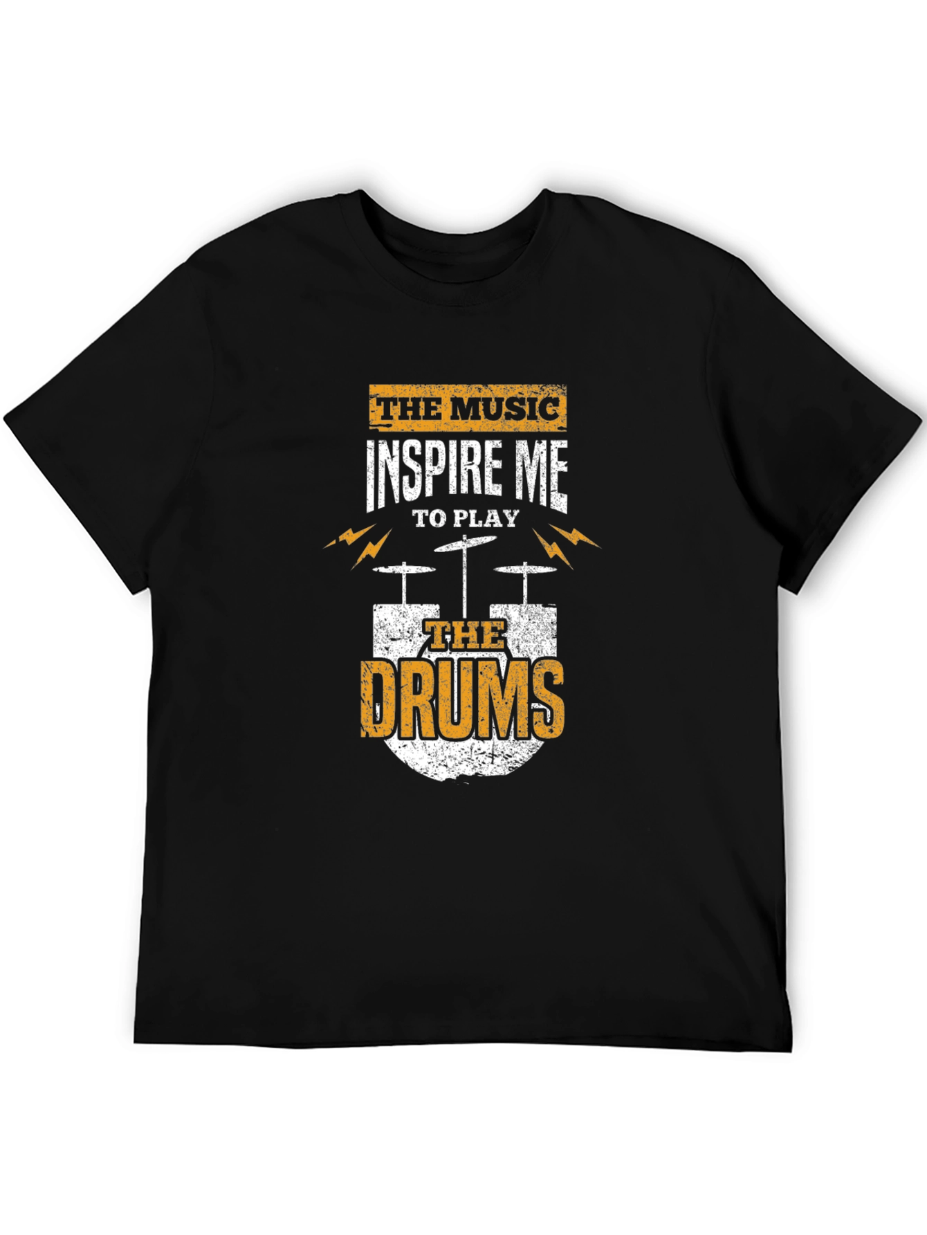Music Inspires Drums Graphic Tee - Black Cotton T-Shirt