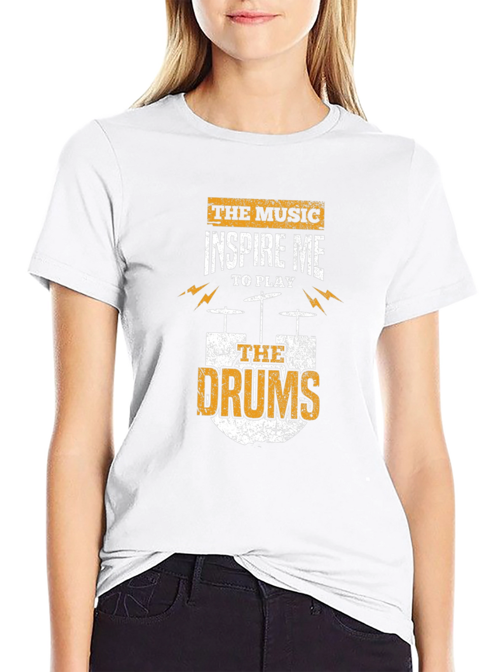 Music Inspires Drums Graphic Tee - Black Cotton T-Shirt