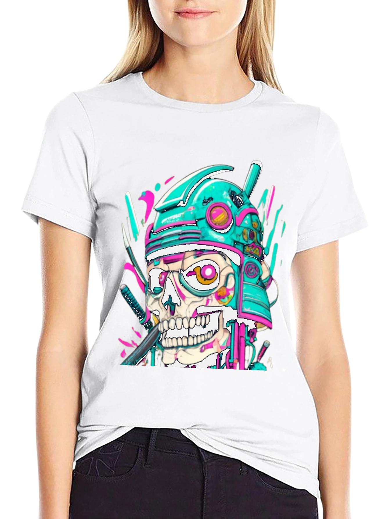 Cyber Samurai Skull Graphic Tee