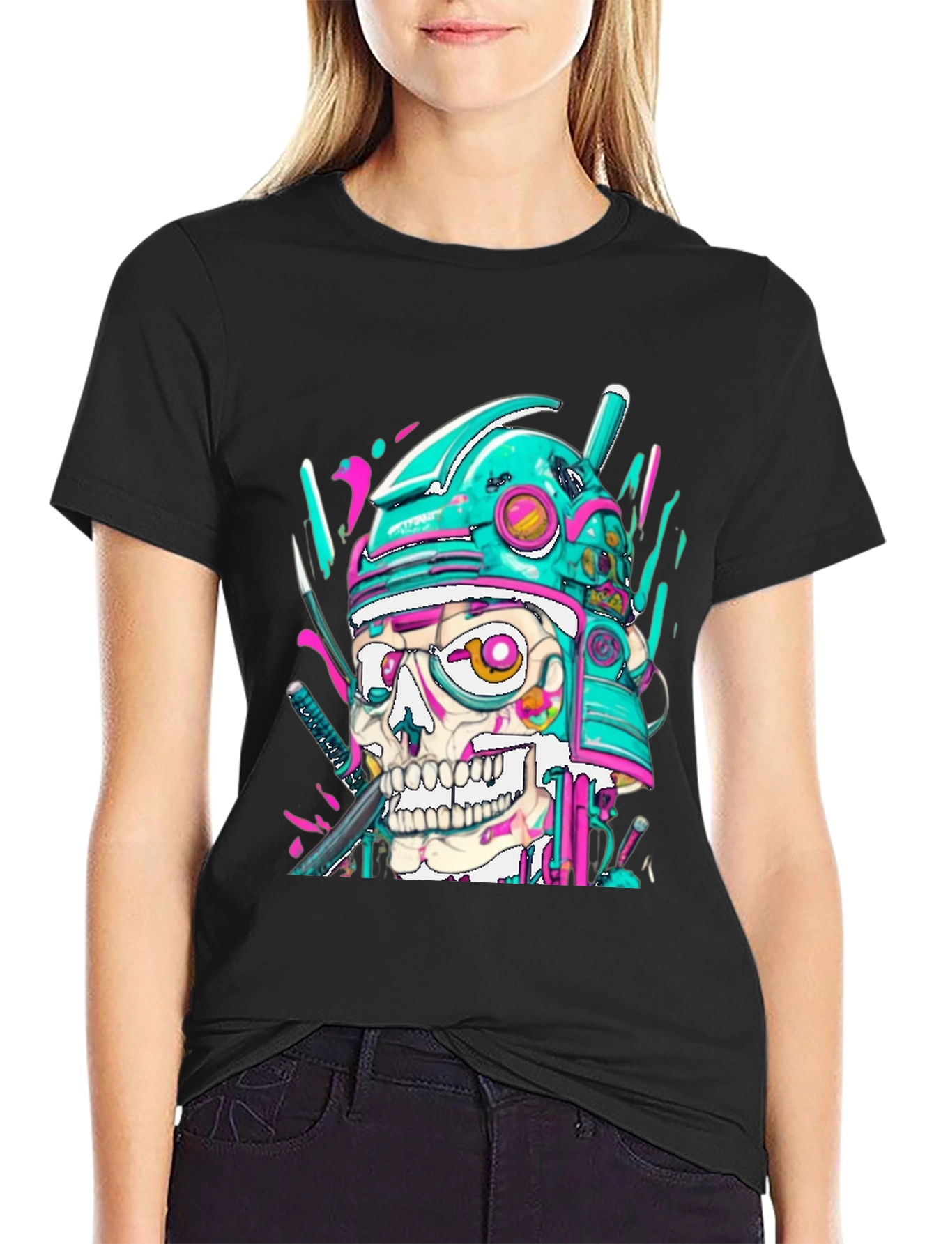 Cyber Samurai Skull Graphic Tee